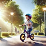 enfant sur draisienne qui sourit